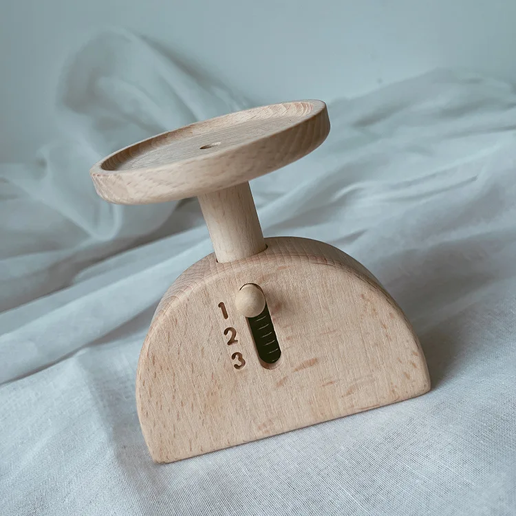 Montessori Educational Wooden Scale Toy For Kids Baby Scales Toy natural beech wood