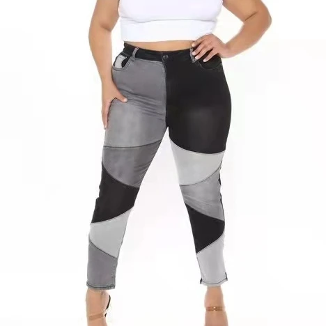 2021 осенние модные повседневные сексуальные узкие женские джинсы большого размера с темными швами