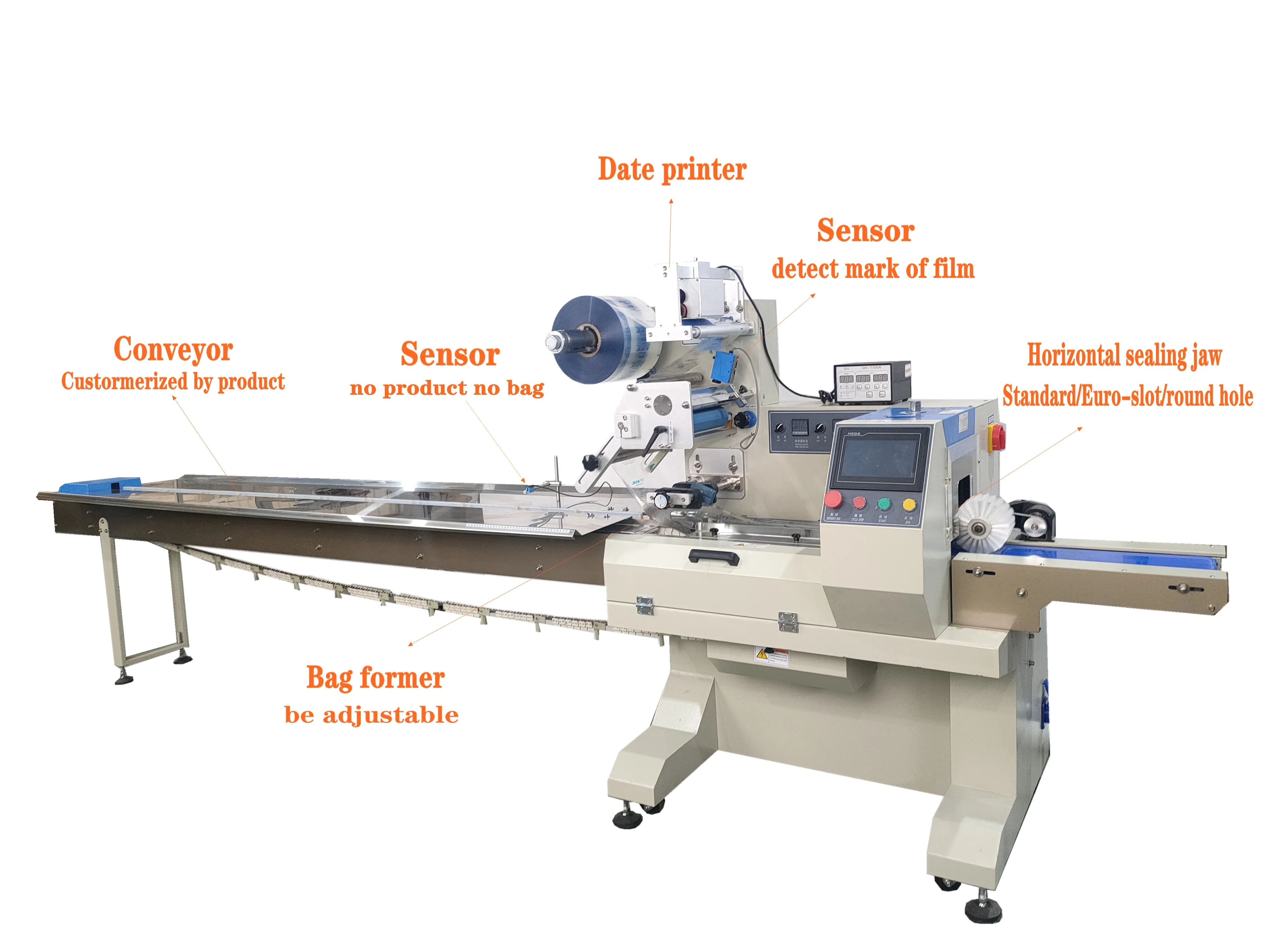 Factory Direct Sale Automatic Chocolate Bar Cookies Packaging Flow Wrapping Packing Machine