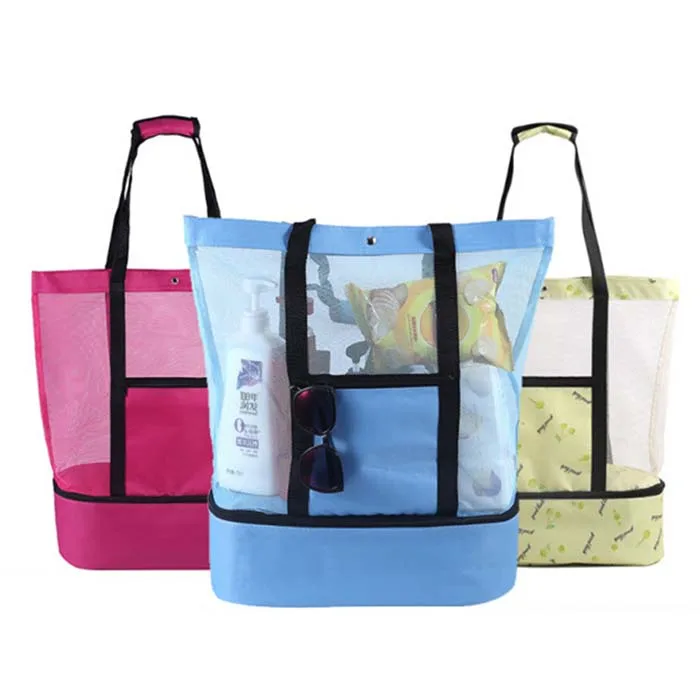 customizable multi-function Removable outdoor beach bag mesh tote beach bag with cooler