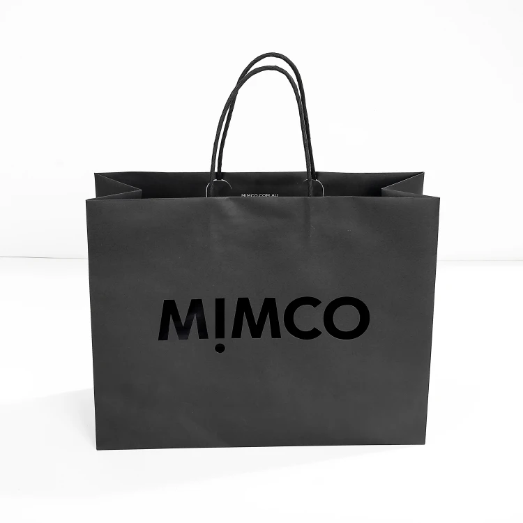 Customise Recyclable Paperbag Saco De Papel Clothing Shopping Package Black Paper Bag With Your Own Logo