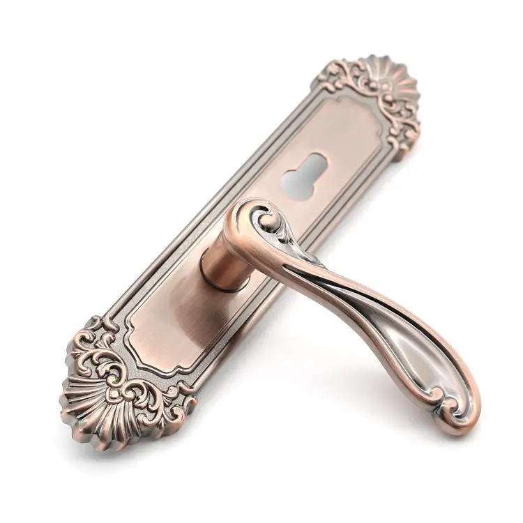High Security brass interior bedroom wooden european profile door handles lock set