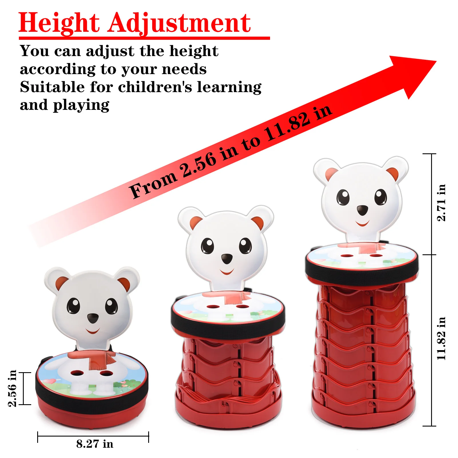 new adjustable height stool  plastic telescopic round folding stools cartoon kids  stackable wholesale