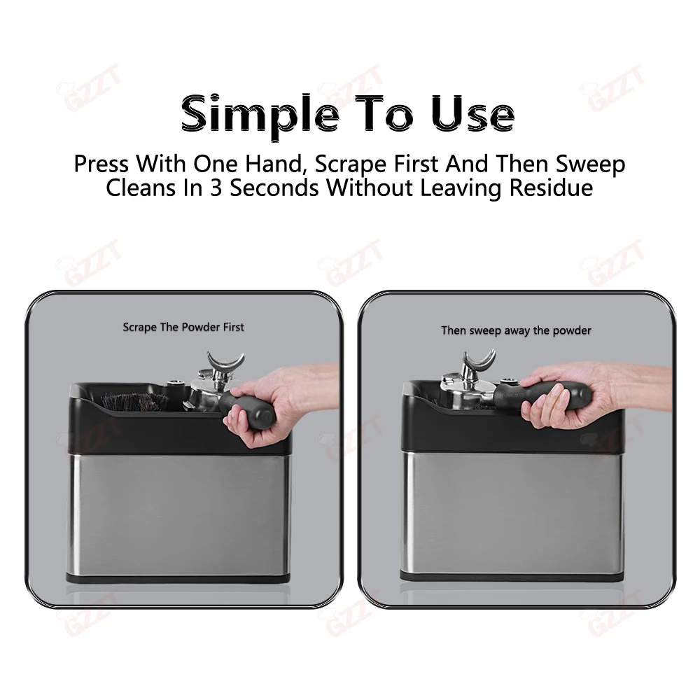 20w Automatic Coffee Portafilter Knock Box Machine 110V 220V Large Capacity Slag Tank Electric Espresso Portafilter Cleaning Box