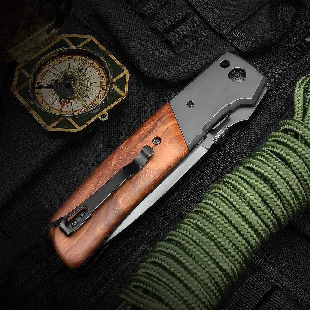 Folding Kershaw Wooden Knives Couteau Pocket Knifes Wooden Handle Pocket Knife