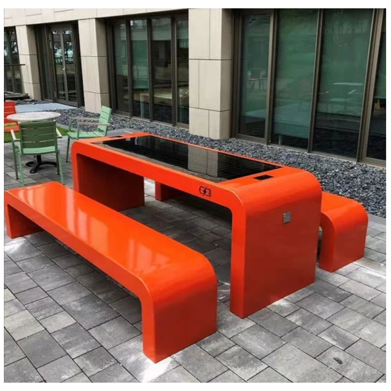 Garden Bench Backless Metal Wifi Hotspot Smart Solar Powered Bench Outdoor Patio  Modern Chair Bench Outdoor Furniture