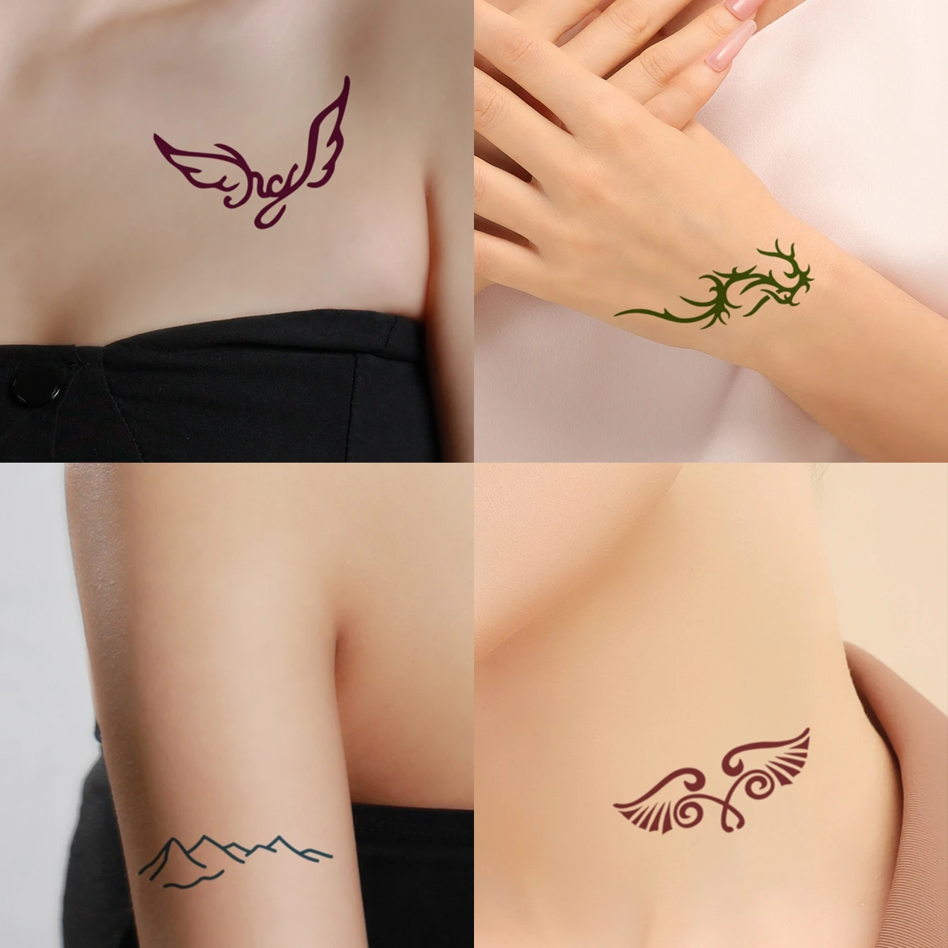 New Hollow Stencil Tattoo Sticker Wings Flower Girl tattoo supplies body art Sexy Waterproof Small Tattoo Stencils