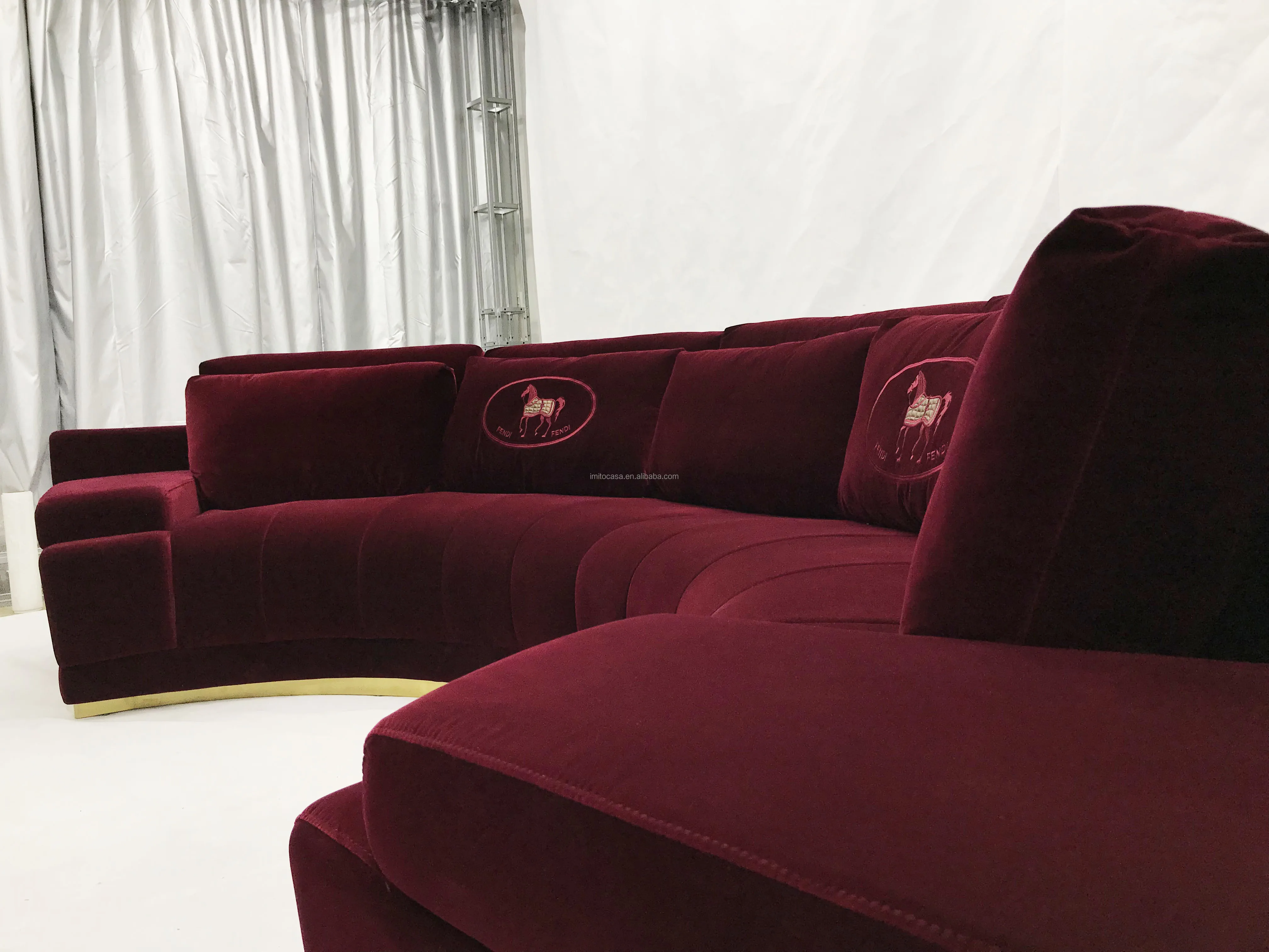 
Luxury Italian Furniture Red Wine Sofa Set 7 Seater Half-Round Sofa Couch / FF Style Multicolor Home Furniture Modern Sofa Bed 