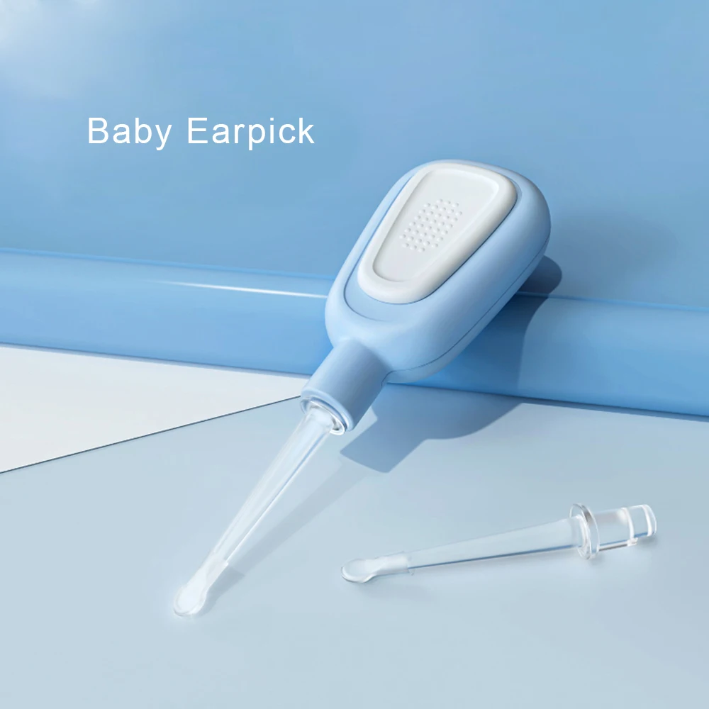 Baby products 2021 trending child safety earwax spoon blue abs cartoon luminous earpick