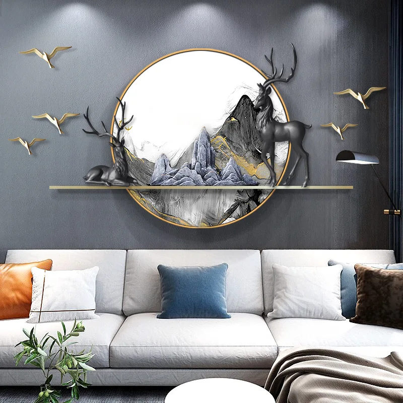 Nordic Style Deer Luxury Nature Resin Handmade Home Decor Art Large Wall Hanging