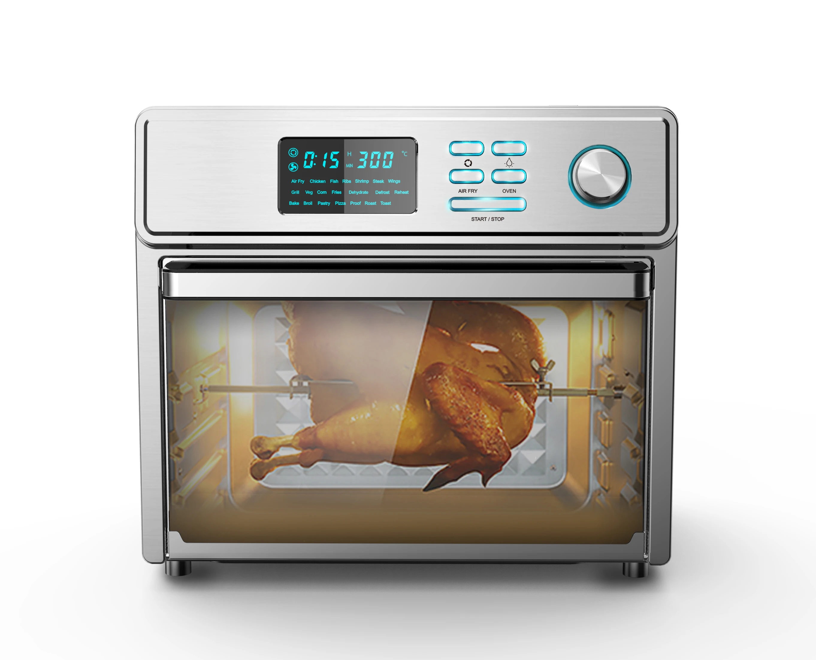 2022 New Design Stainless Steel 26L 1700W Led Display Air Fryer Toaster Oven For Home