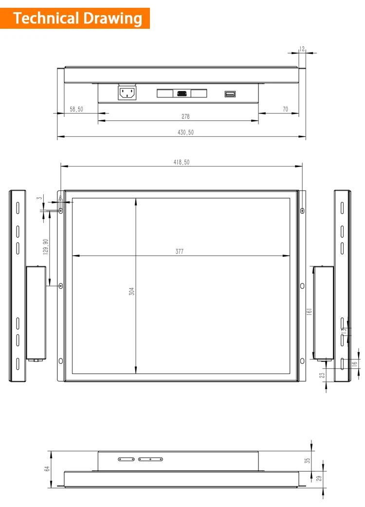Manufacturer wall mount monitor 19 inch touch display monitor with wifi