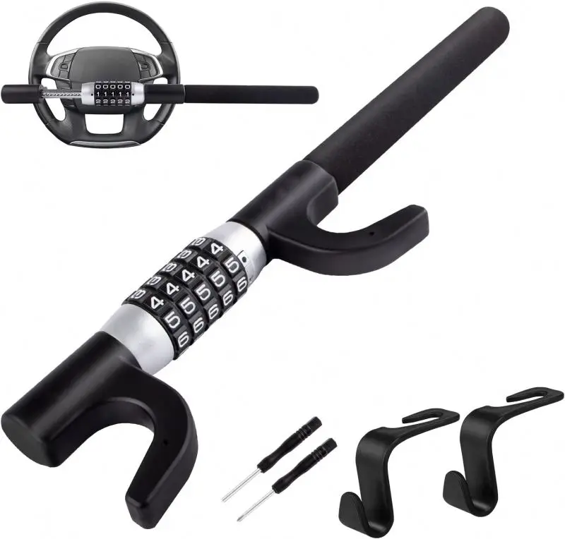 Quick Release Adjustable Clamp Lock Security Combination Car Device Anti Theft Steering Wheel Lock