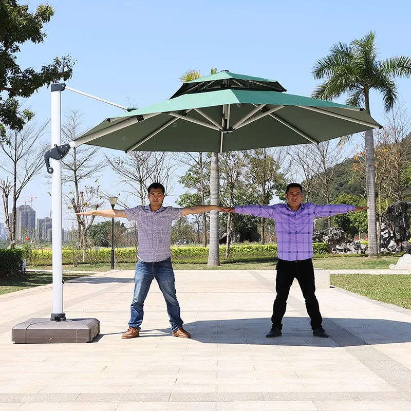 Parasol 3.5m Double Canopy Waterproof 10 Feet Offset Cantilever Patio Umbrella Square Aluminum Frame Outdoor Hanging Umbrella