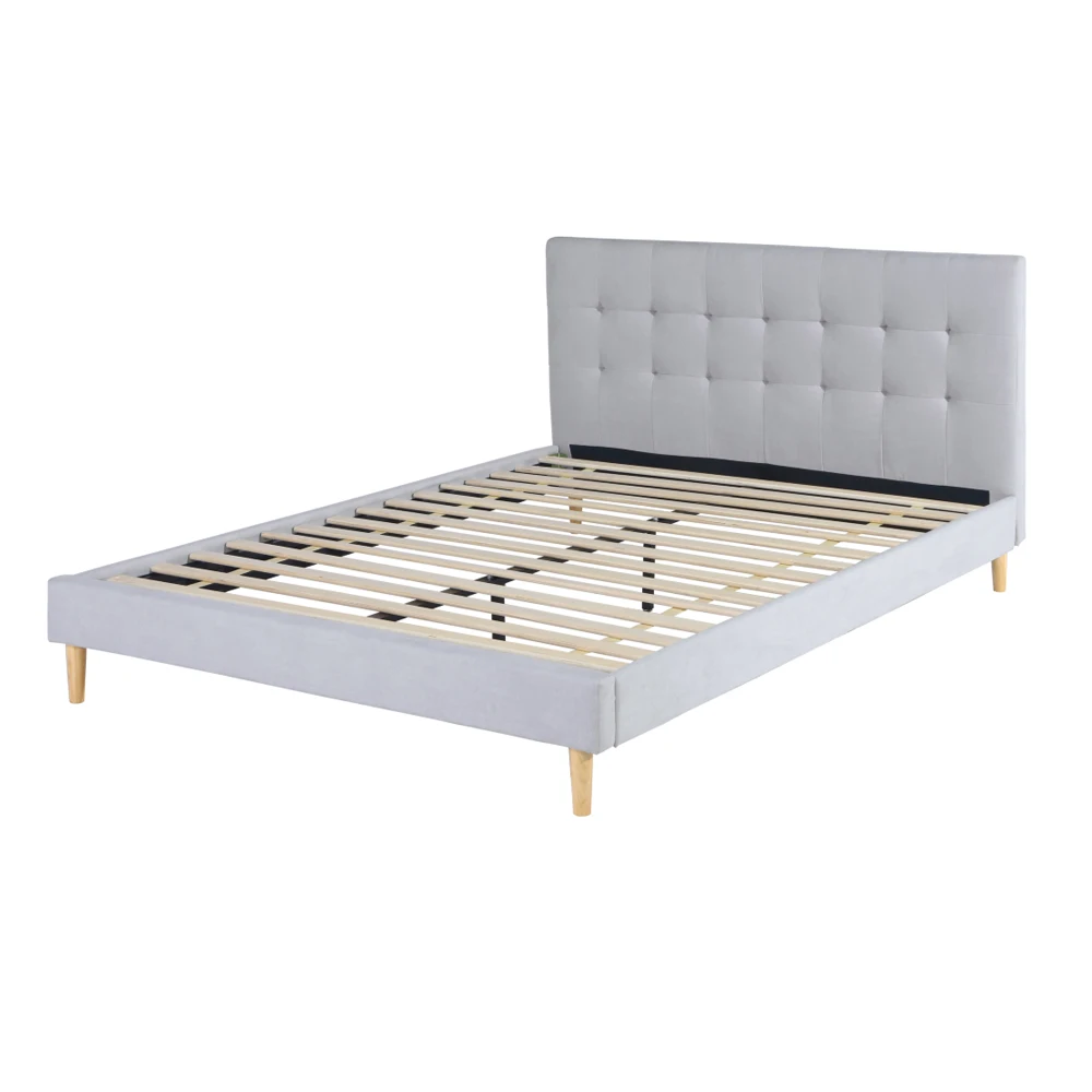 whickner tufted divan base bed solid wood king velvet beds  for bedroom