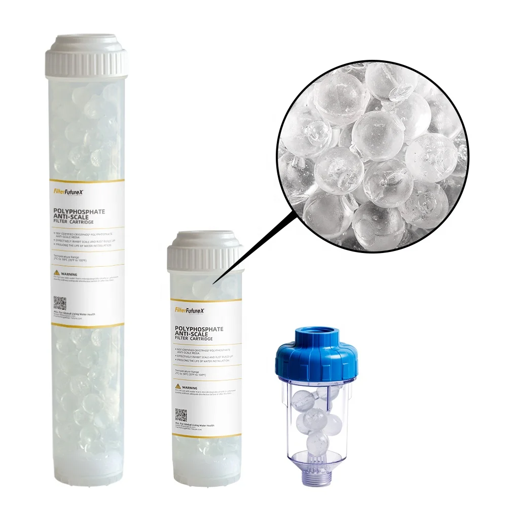 Transparent Antiscalant Siliphos Crystals Ball Cartridge Food Grade Polyphosphate Siliphos For Water Treatment Filtration