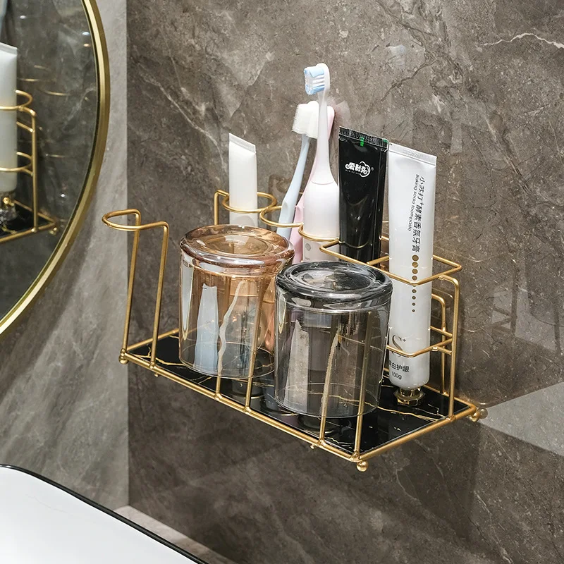 Hot Selling Wall Mounted Single Tier Mouthwash Cup Electric toothbrush shelves toilet rack shelf bathroom rack storage