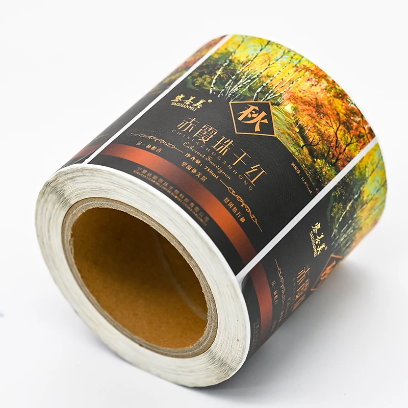 Factory wholesale packaging label hot stamping textured paper private label wine for glass bottle printing