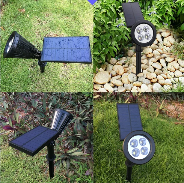 Outdoor Waterproof 4/7 RGB Led Adjustable Solar Motion Sensor Spot Light for Garden Landscape