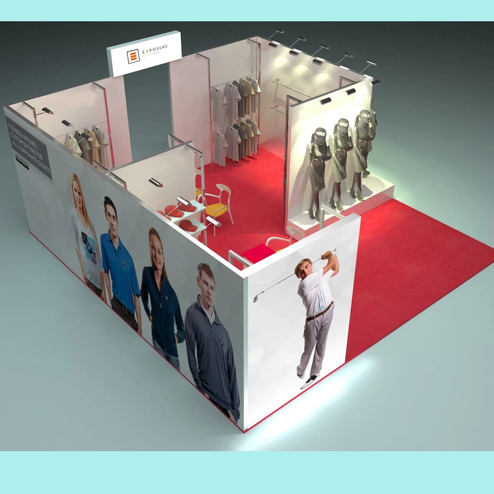 Exhibition  modular System Portable Stand Layout Design High Quality 6x6m Clothes  Booth Solutions Alu