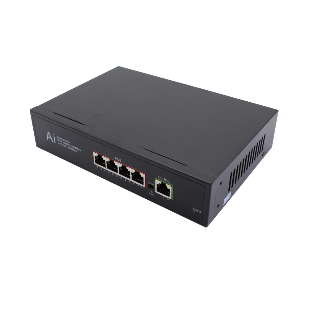 4 Port 10/100M POE Fiber Ethernet Switch Media Converter Up to 20km SC Compatible with IEEE802.3AF/AT Fiber Optical Equipment