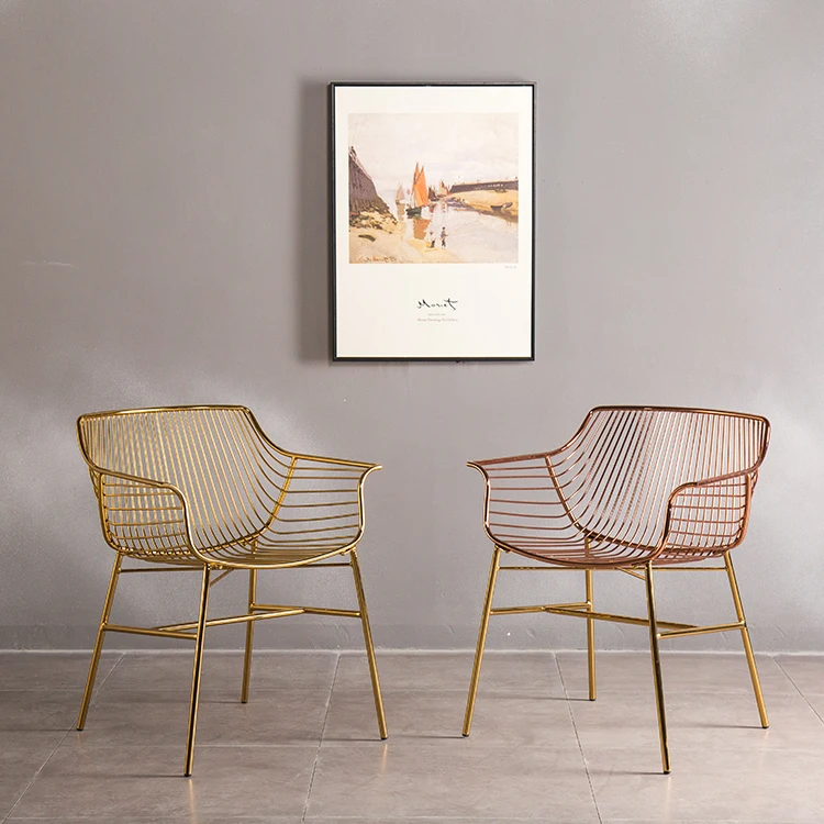 
Leisure Pub Stool Metal Wire Chairs Wrought Iron Gold Wire Dining Chair Vintage Metal Wire Chairs 