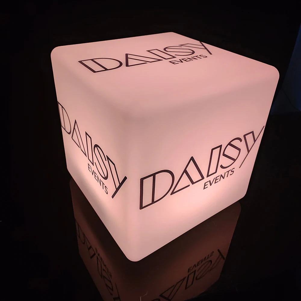 Garden Patio Led Furniture Customized Displaying Outdoor Led Cube Light with Logo Printed Party Event Cube Seat and Table