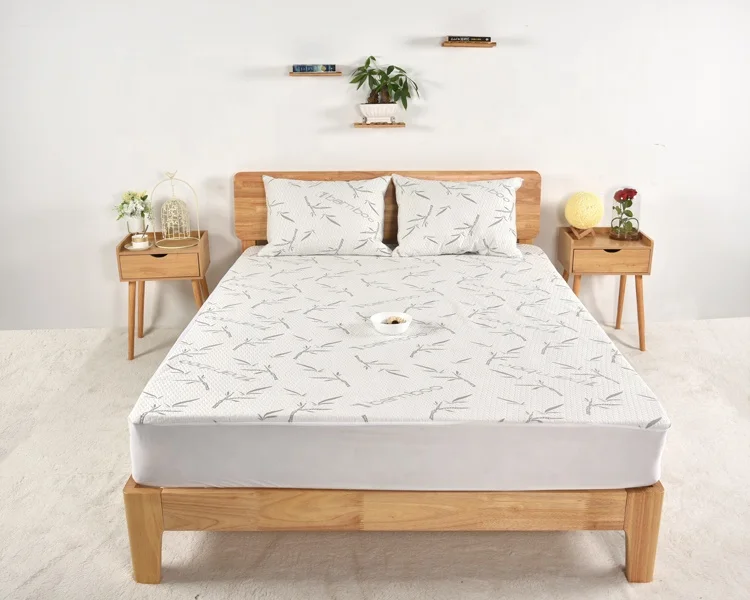 Hot Sell High Quality Bamboo fiber Fashion design knitting fabric TPU breathable waterproof mattress protector
