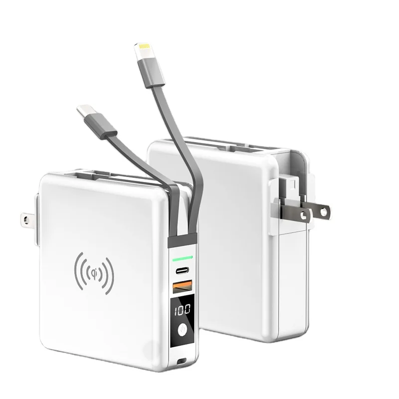 New Generation Kp-super6 Travel Charger Power Bank PD Wireless 10000mah CE ROHS FCC,CE ROHS FCC USB Type C,AC 8000mah 5V 3A 258g