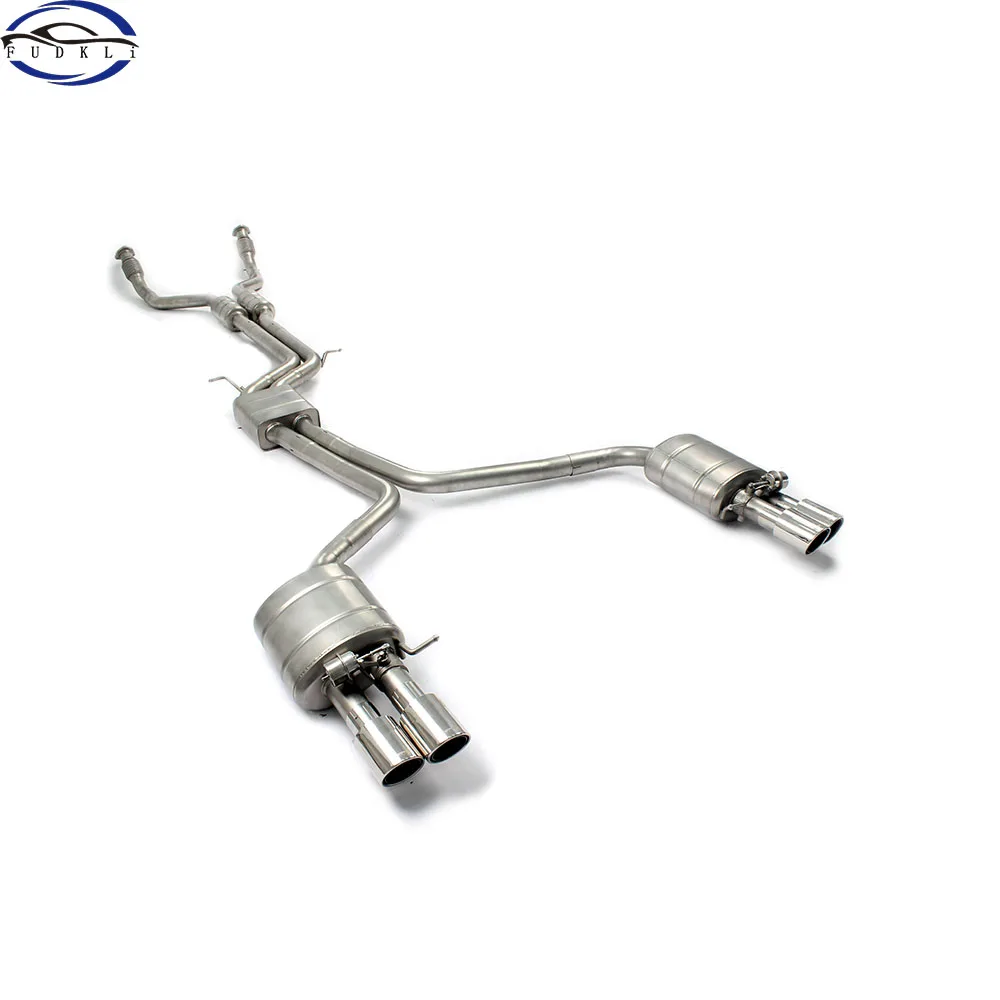 FUDKLi Catback For Audi S5 B8 3.0T High Quality Exhaust System SUS 304 Exhaust Pipes Muffler Vacuum Valve Remote Valve
