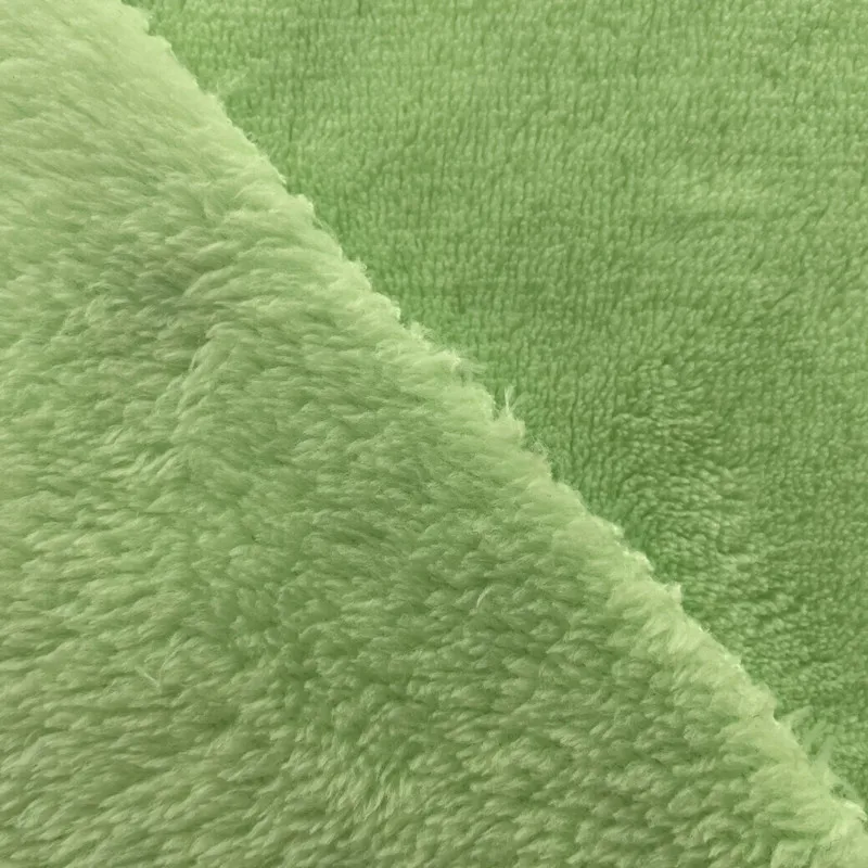 Custom 100% polyester super soft touch mint green double side coral fleece fabric for blanket