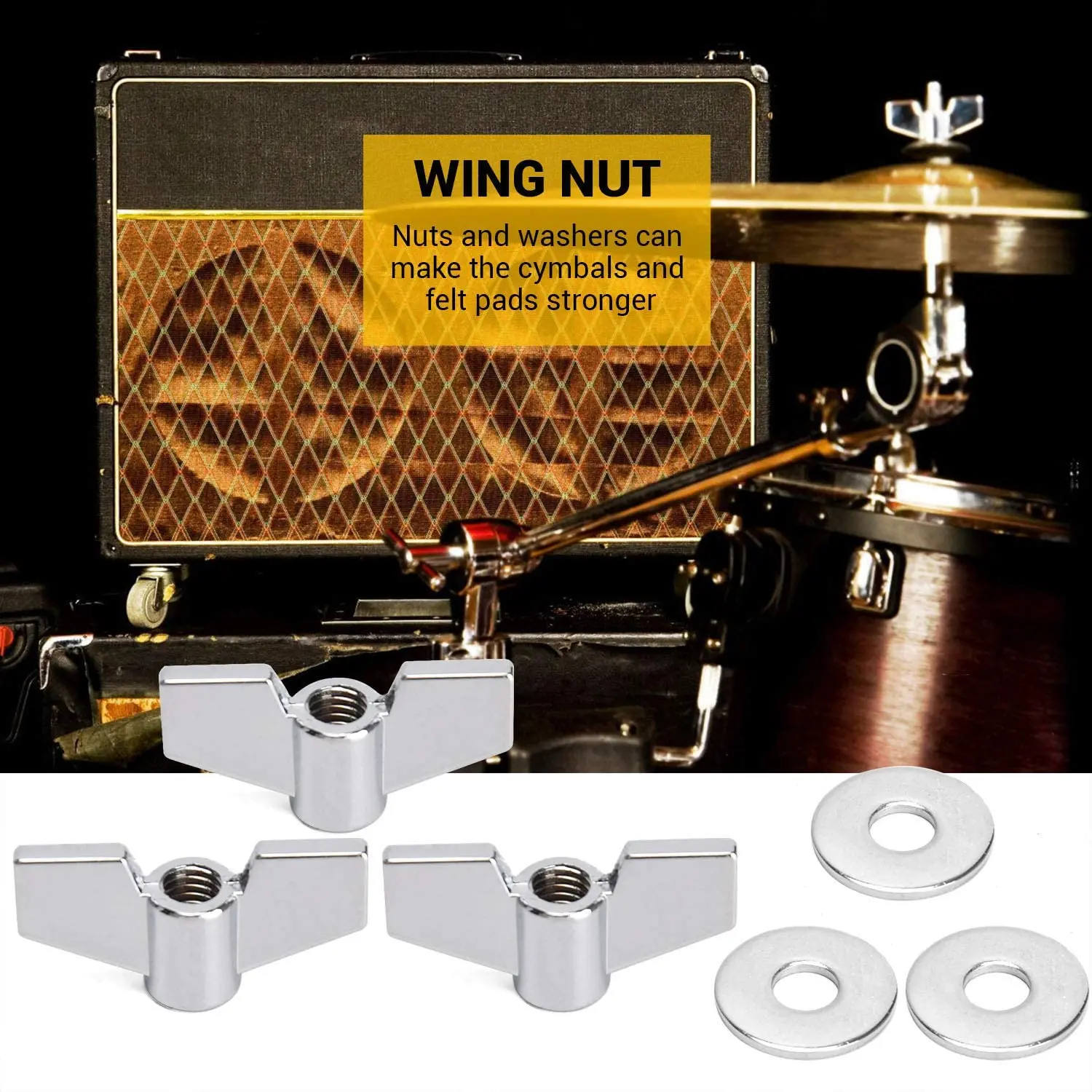 23PCS Cymbal Replacement Accessories with Stand Felts Drum Cymbal Felt Pad set Sleeves Drum Key Wing Nuts Washers Drum Parts