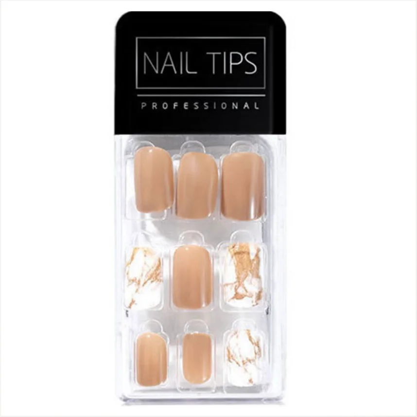Customized Label French Solid Color Wear Artificial Nail Art Ballet False Nails Coffin Press on Full Cover Fingers Gel Nail Tips