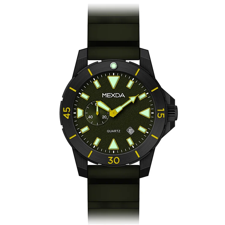 Mexda brand wholesale custom logo quartz movement black silicone band sport man big case Automatic diver watch
