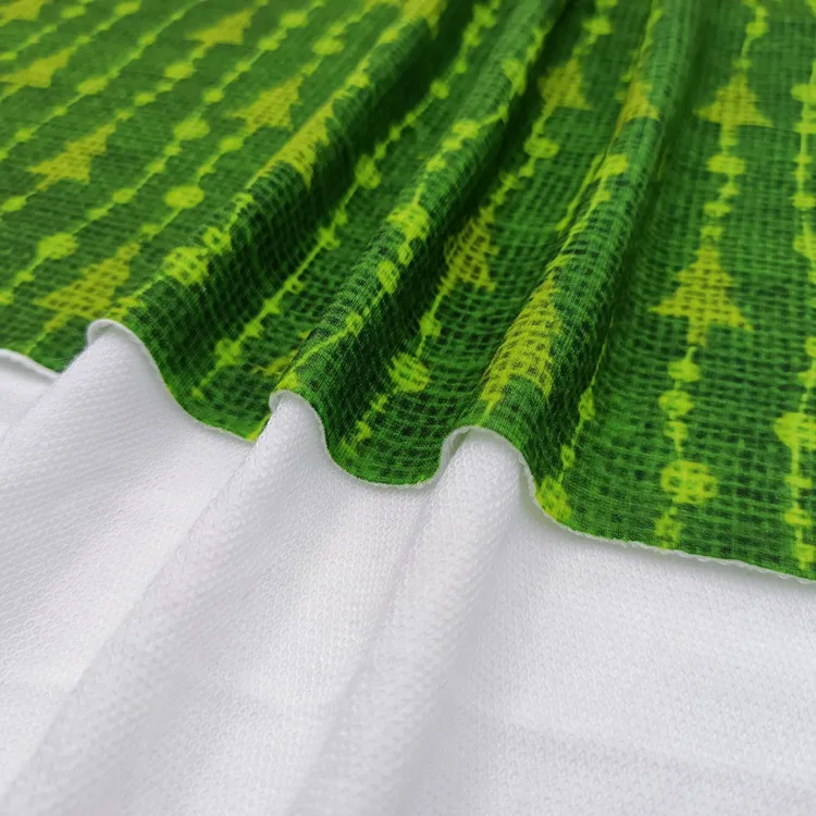 Christmas Day High Quality Stretch French Terry Towel Fabric Custom Printed for Garment and