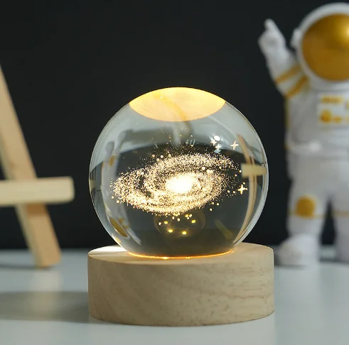 Оптовая продажа хрустальный шар свет 3D Солнечная система лазерная гравировка стеклянный подарок