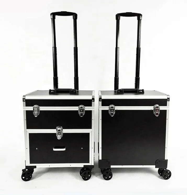 China Higher Quality Barber Case Put Logo Black Premium Aluminum Barber Briefcase Hot Sale Hairstylist Suitcase