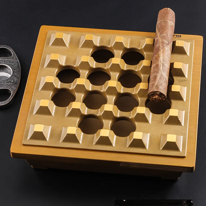 Luxury Creative Cigar Ashtray Fashion Metal Cigar Ashtray Multi Seats Square Ashtray For Cigar