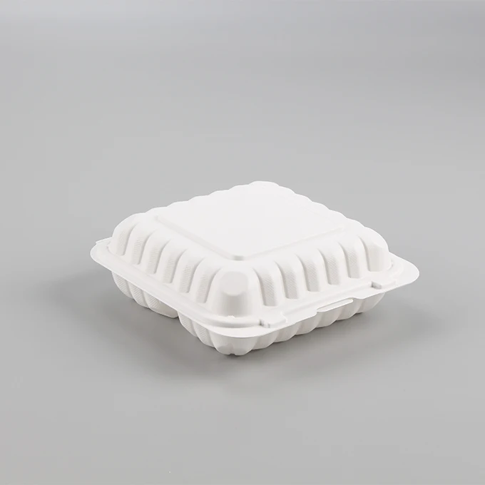 PP Clamshell Takeout Boxes Hinged To-go Food Containers Sturdy Thermoform MFPP Mineral Filled Plastic Fast Meal Disposable White