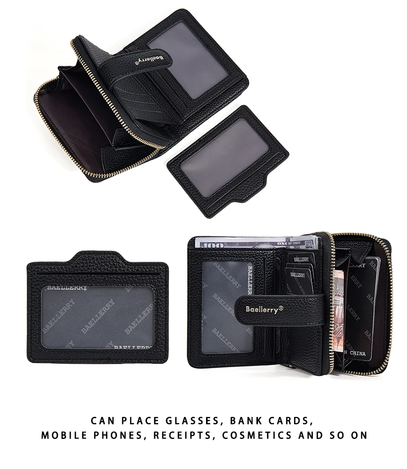 Baellerry Ladies Zipper Coin Purse Fashion designer card holder PU leather Fashion Ladies short Wallets
