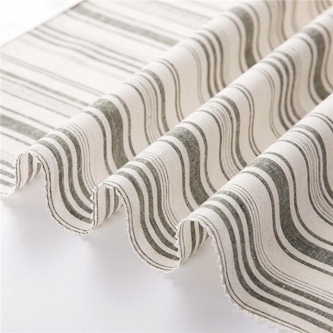 
Modern Design Green and White stripe fabric Linen and Rayon Fabric 