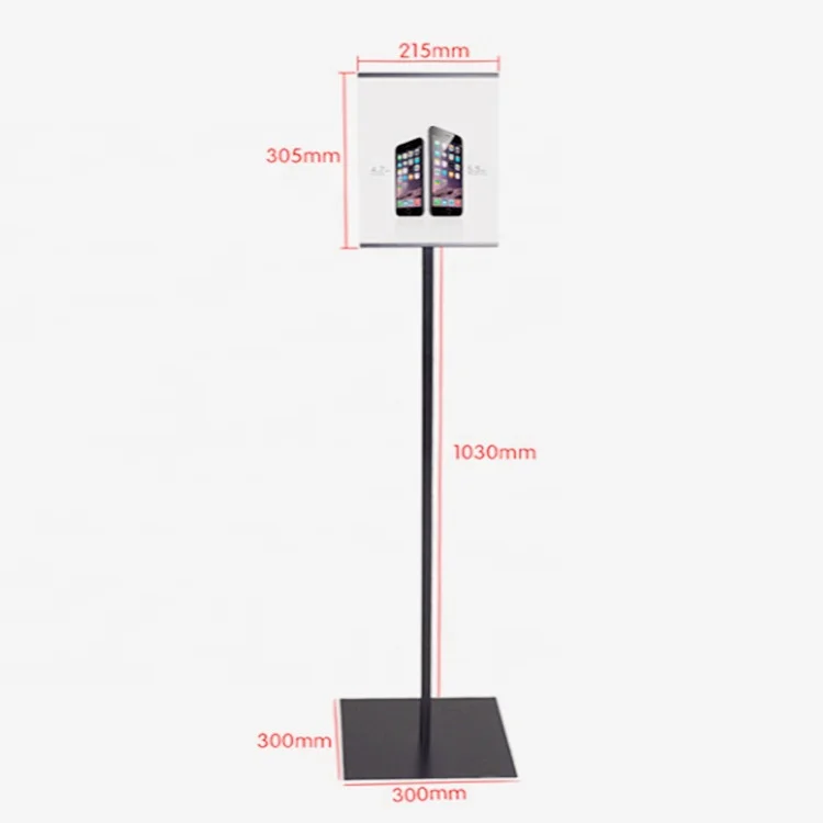 Custom Retail Store Adjustable Advertising Brochure Poster Catalog Sign Floor Vertical Metal Display Rack Stand Holder