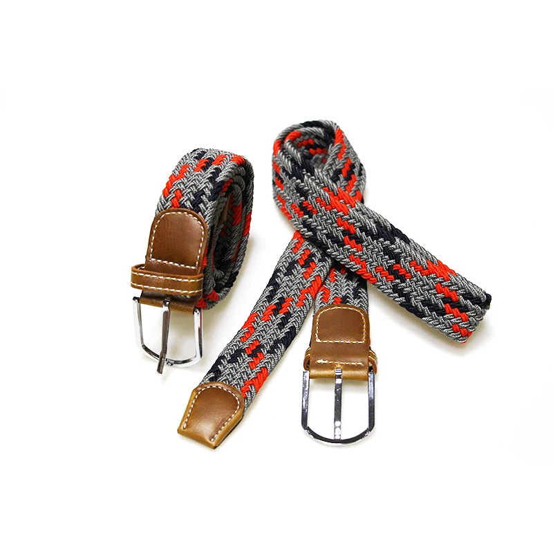 Wholesale Handmade Leather Weaving Belt Women Fabric Adjustable Pattern Belt Elastic Braided Belt