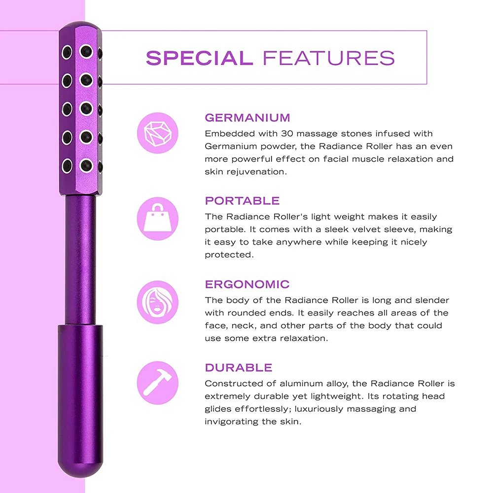 Anti-aging And Tension Relief Beauty Bar Massage Beauty Radiance Germanium Stone Face Roller for Skin Tightening