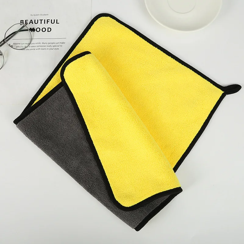 Custom Logo Coral Fleece Thicken Quick Dry Towel Car 800gsm Absorbent Microfiber Car Towel Cleaning Cloth Wash Towel Car
