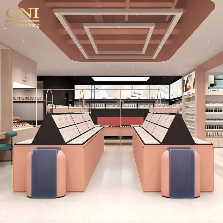 ONI Shopfitting высокое качество розничный дисплей для макияжа Заводская распродажа косметический магазин дизайн интерьера