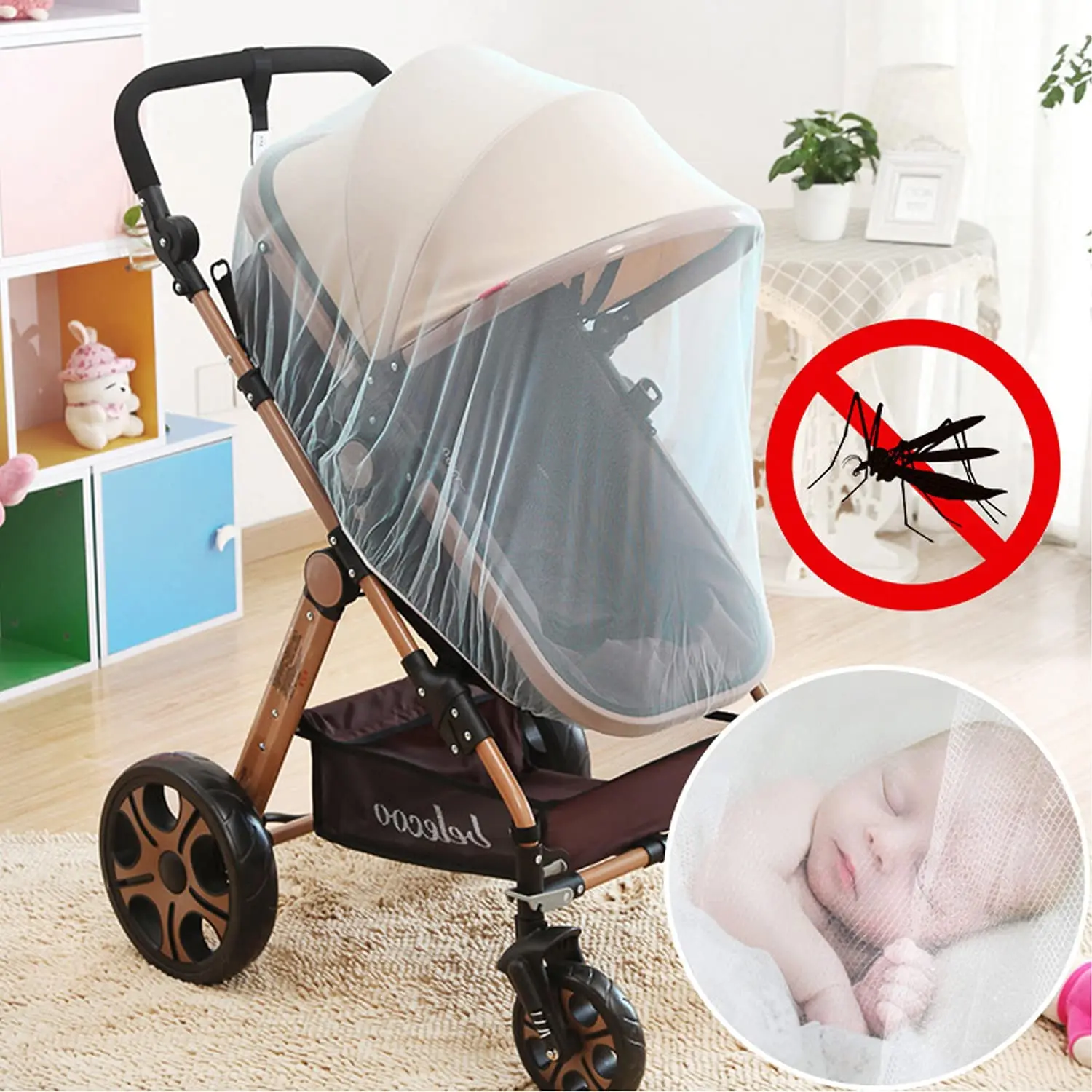 2 Pack Universal Fit Baby Stroller Mosquito Net,  Bug Net for Strollers, Bassinets & Cradles