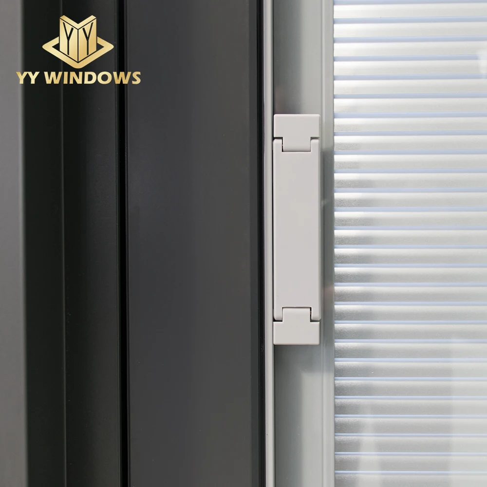 Triple Glass With Blinds Inside Aluminum Highly Energy Efficient With Thin Bezel  Casement Louver Swing Door