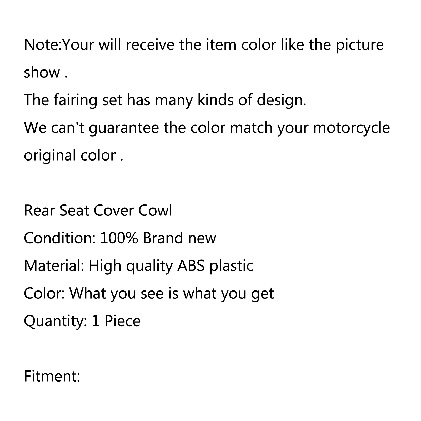 
Free Shipping ABS Plastic Rear Seat Cover Cowl For Suzuki 2017-2018 SV650 