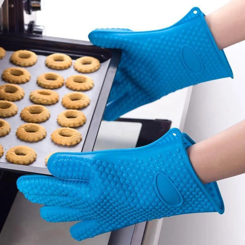 Kitchen accessories thickened bbq silicone rubber baking household  gloves manufacturer
